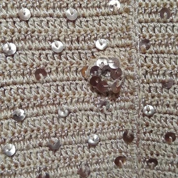 Vintage Storybook Knits Gold Crochet Tank Top and Blazer Cardigan Sweater Medium - Picture 10 of 12